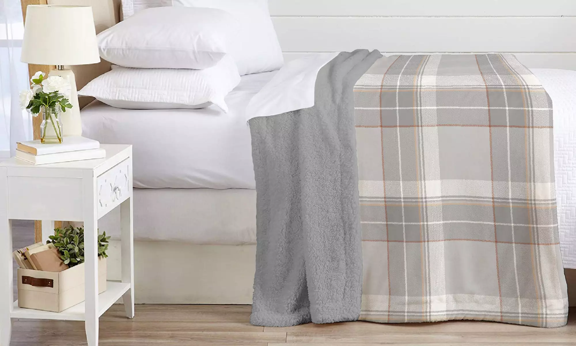 Couverture à motifs tartan avec polaire