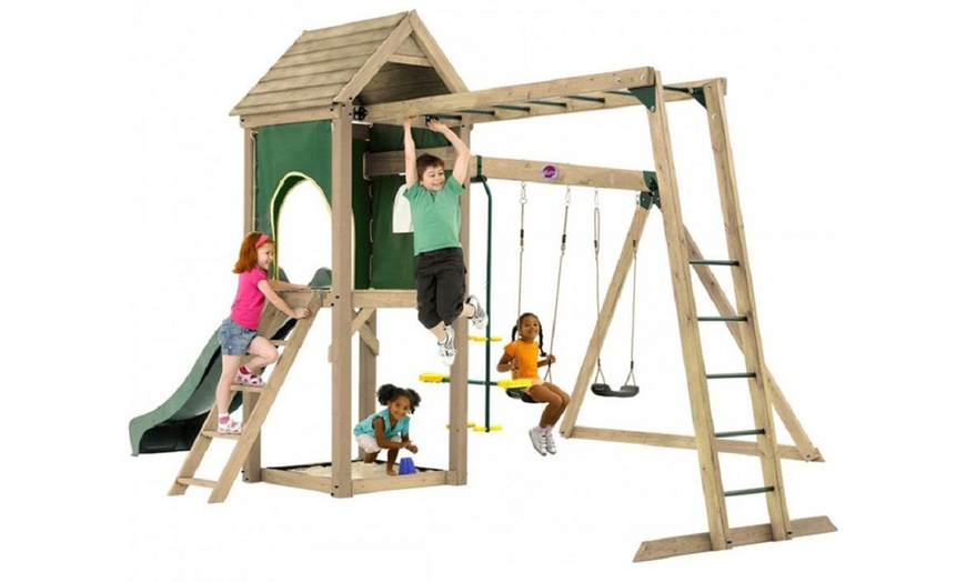 Image 10: Plum Wooden Swing Set