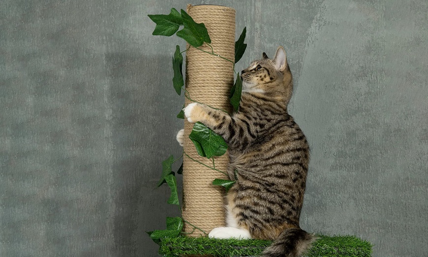 Image 10: PawHut Floor-to-Ceiling Cat Tree