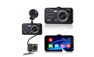 HD Touchscreen Front and Rear Dash Cam with Optional SD Card