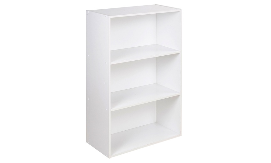 Image 4: Wide 3-Tier Wooden Bookshelf