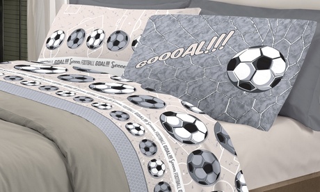 Completo letto in cotone Calcio, disponibile in 3 dimensioni e 4 colori