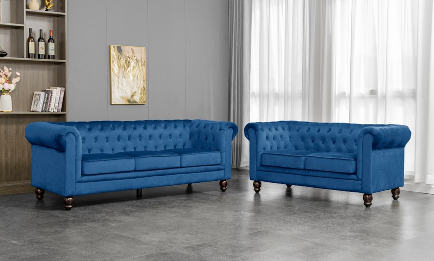 Image 19: Chesterfield Velvet Sofa Sets