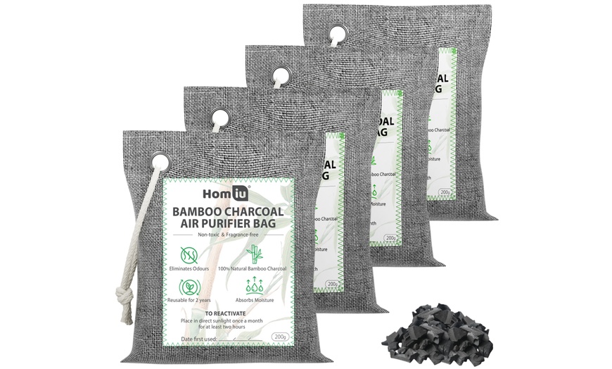 Image 2: Pack of Four Homiu Bamboo Charcoal Air Purifying Bags