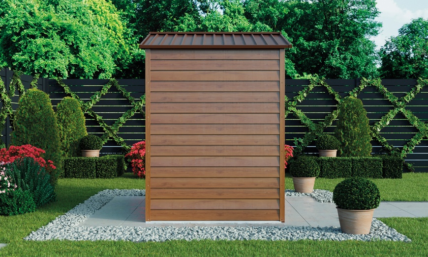 Image 2: Wood-Effect Apex Metal Shed