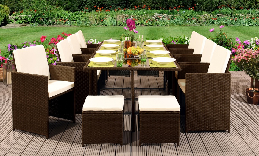 Image 9: 9, 11 or 13 Piece High Back Rattan Effect Cube Dining Set
