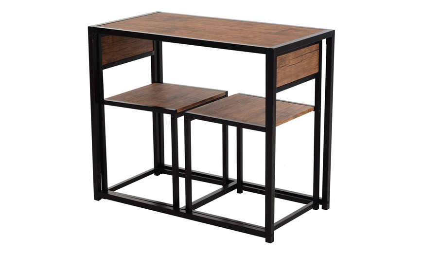 Image 2: Industrial Dining Table Stool Set