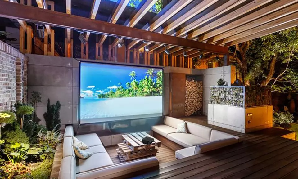 Favi Home or Portable Indoor/Outdoor LED Projector with 100" Screen Bundle - Second Medium