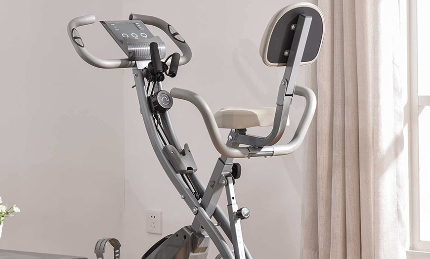 Image 10: HomCom Fold-Away Exercise Bike with 8-Level Resistance and LCD Display