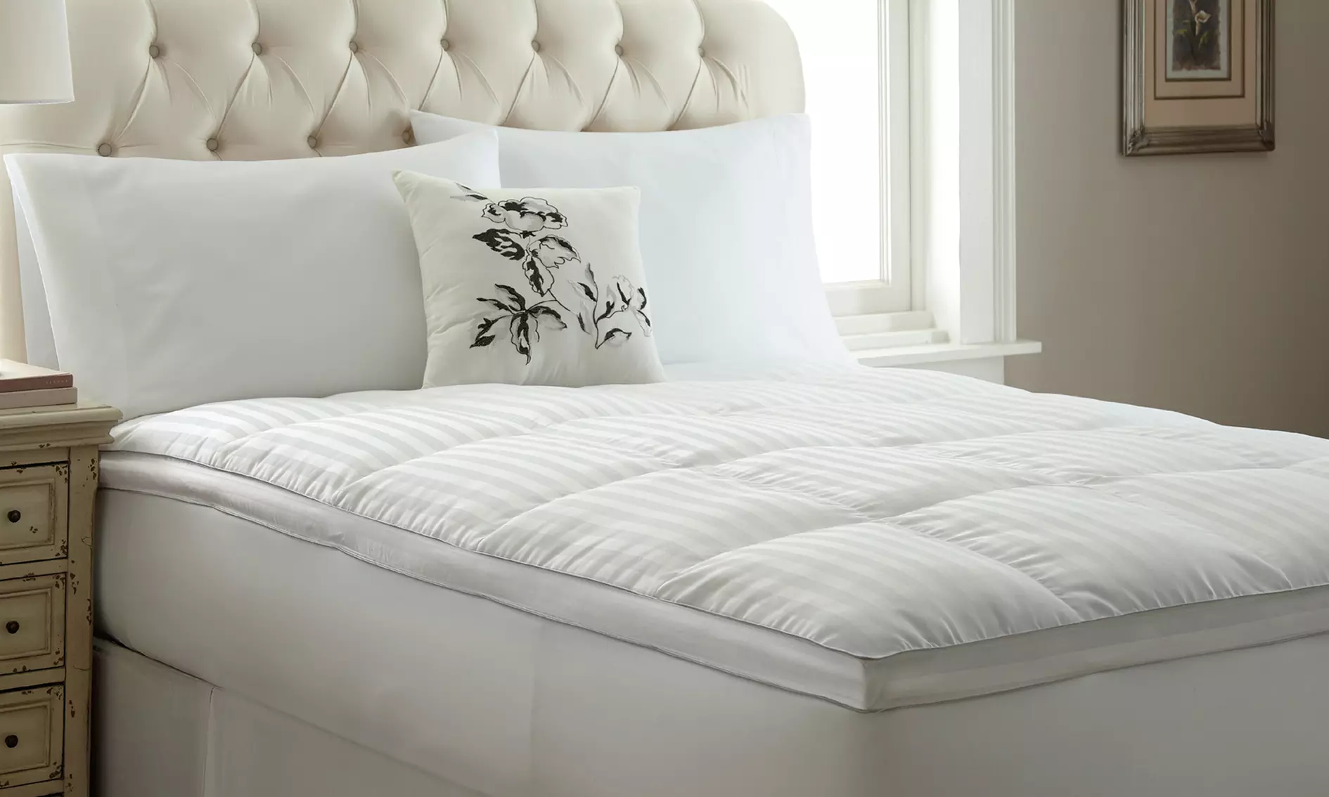 Surmatelas gamme "Luxe" de la marque Sampur, tissage jacquard satin, dimension au choix - Primary Image