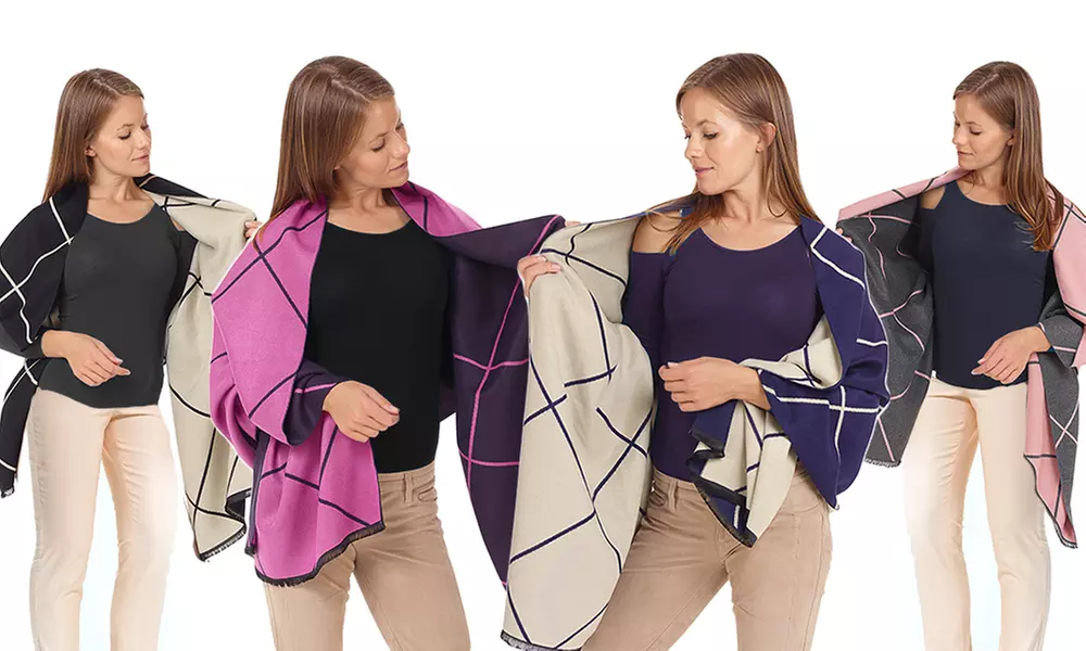 Écharpe oversize à motifs géométriques modèle Célina - Primary Image