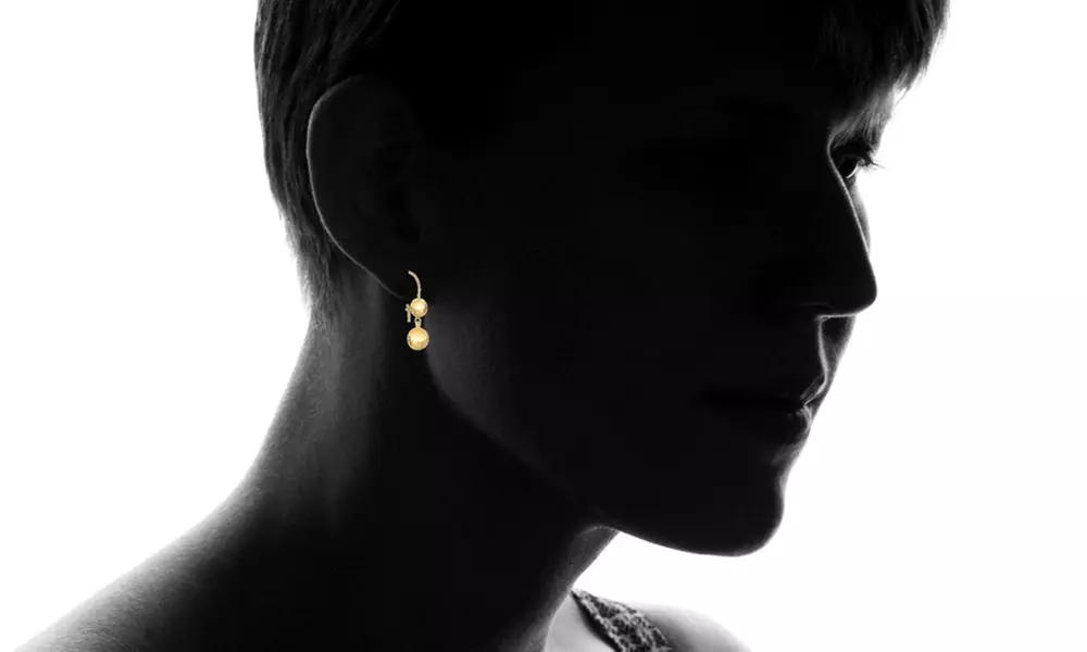 14K Yellow Gold Ball Clipped Dangle Earrings - Second Medium