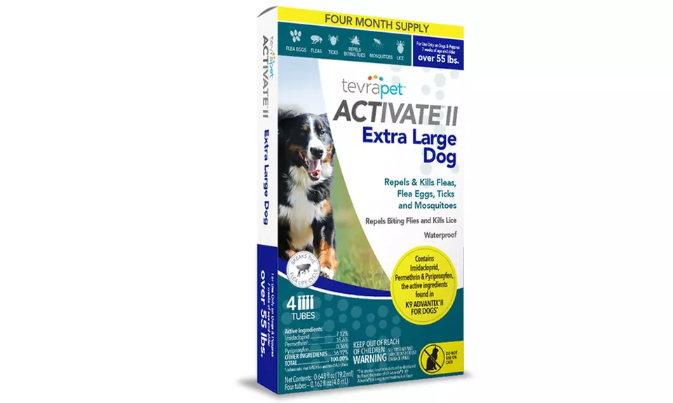 TevraPet Activate II Flea & Tick Topical for Dogs, 4 Month Supply - Second Medium