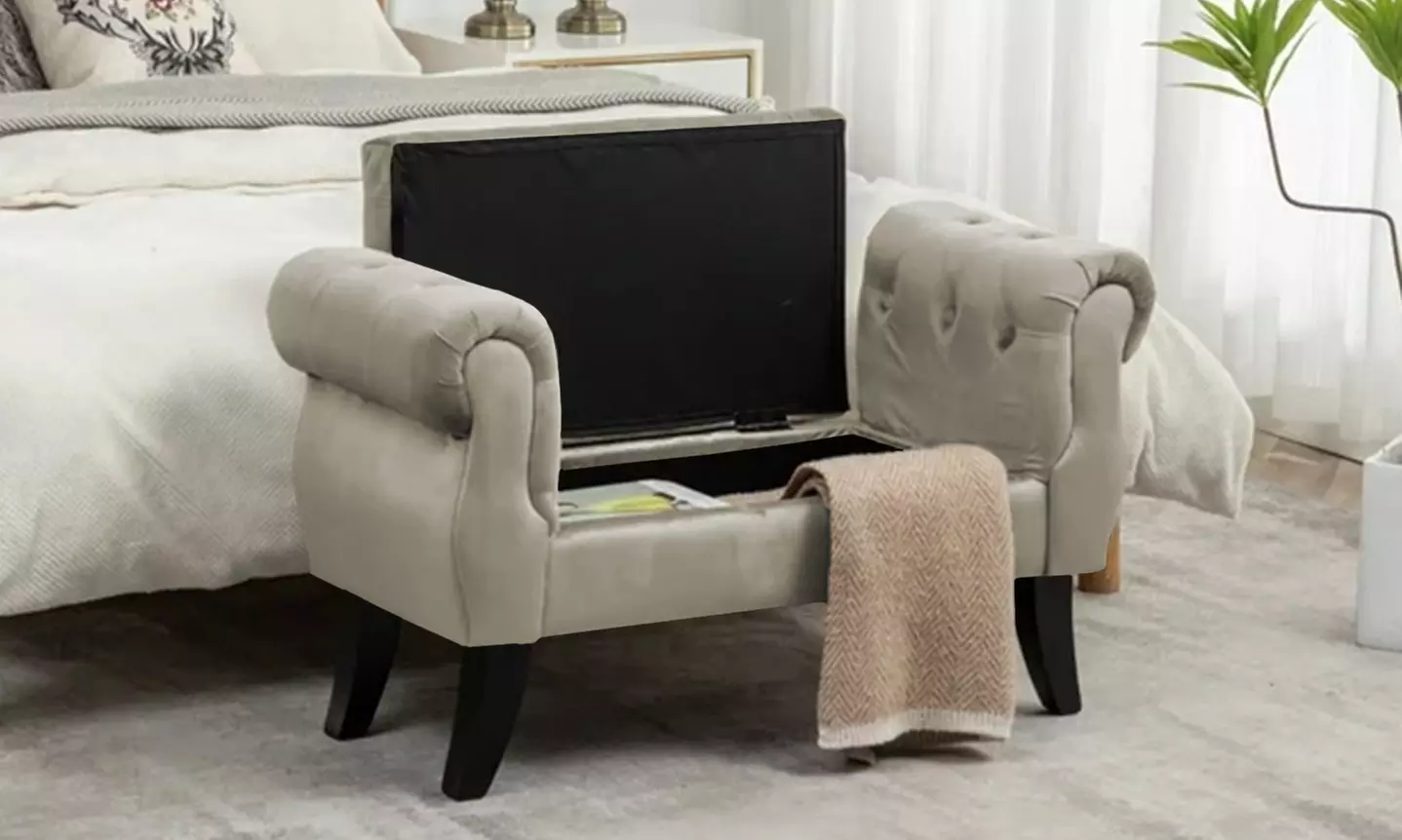 Cassapanca contenitore in velluto Lucrezia