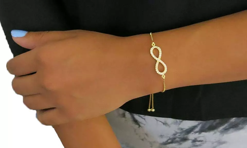 Sterling Silver Adjustable Infinity Bracelet Made with Crystals From Swarovski 