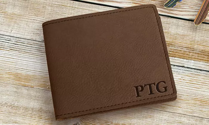Personalized bi-fold wallet with initials by GiftsForYouNow.com, compact and stylish with up to 49% off - Primary Image