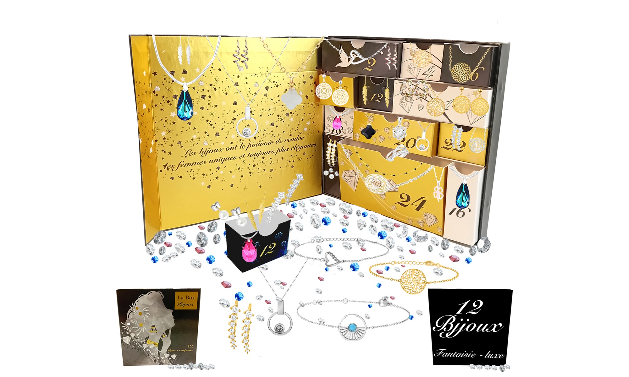 Calendario de adviento con 12 piezas de joyería de SC Crystal