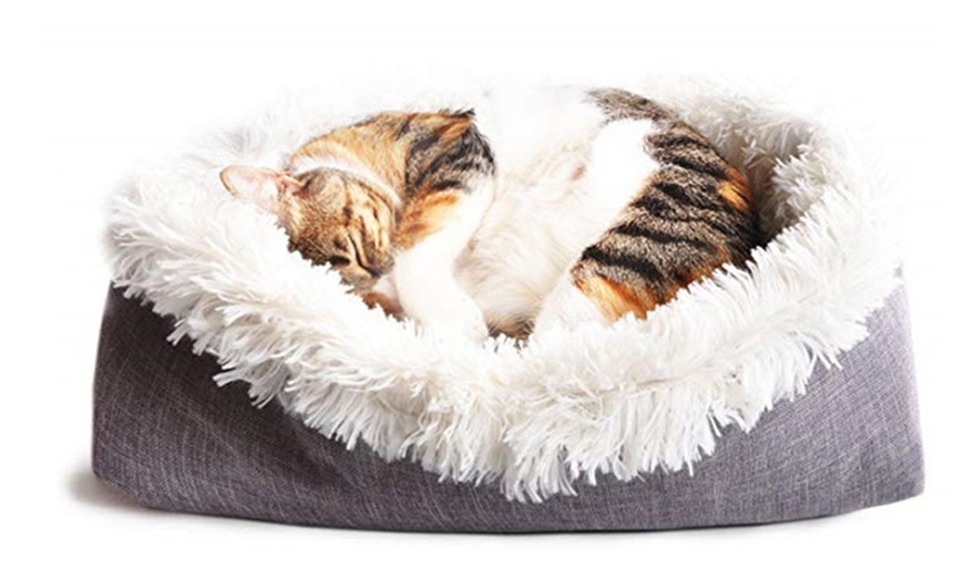 Image 3: 2 In 1 Warm Small Pet Basket Bed