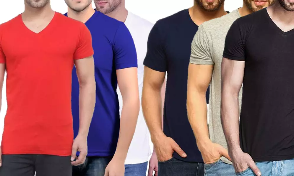 Gemrock Men's V-Neck Cotton T-Shirts (6-Pack; S-5X) - Primary Image