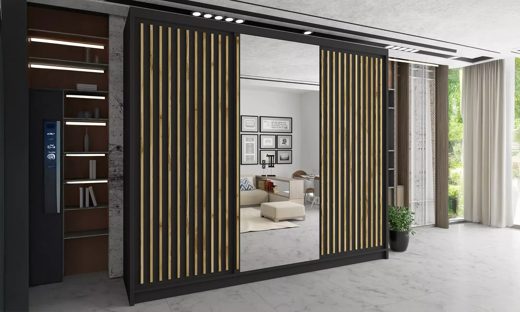 Roni Sliding Mirror Door Wardrobe