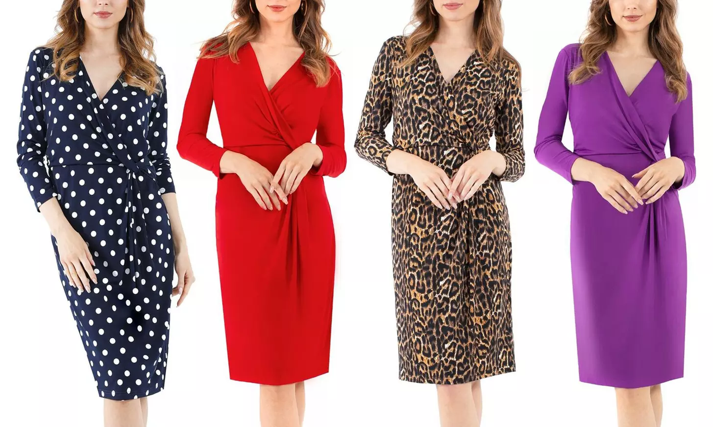 Velucci Women's Business Wrap Midi Dress. Plus Sizes Available. - Primary Image