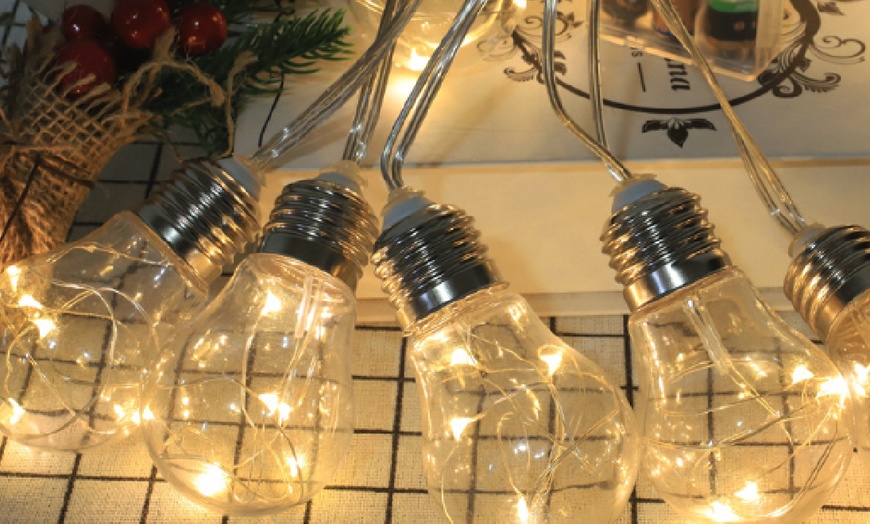 Image 3: Outdoor String Lights Clear Bulbs