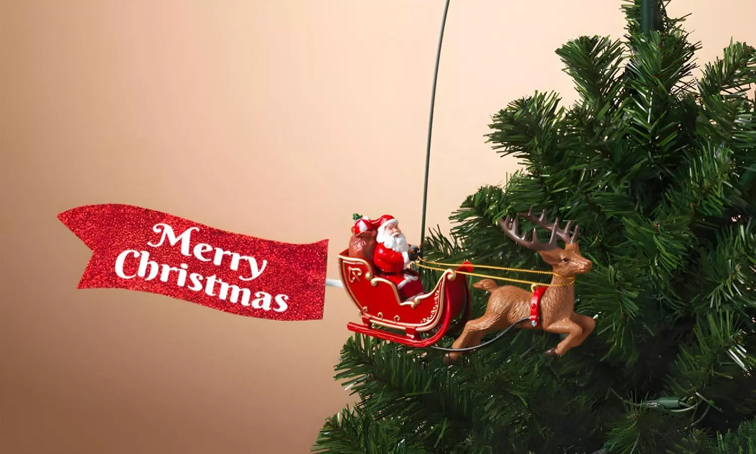 Weihnachtliche Szene mit Musik und Beleuchtung