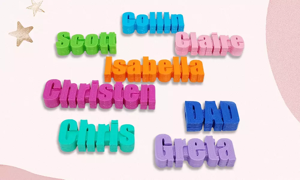 3er-Set personalisierbare 3D-Kabelclips mit Namen