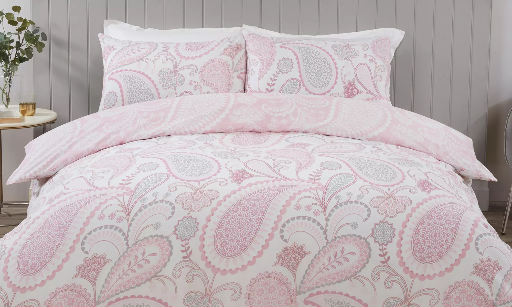 Paisley Floral Reversible Polycotton Paisley Duvet Set with Pillowcase