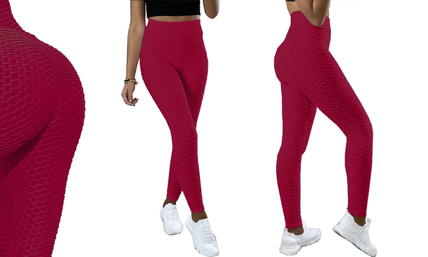 Image 14: Honeycomb Textured High Waist Leggings