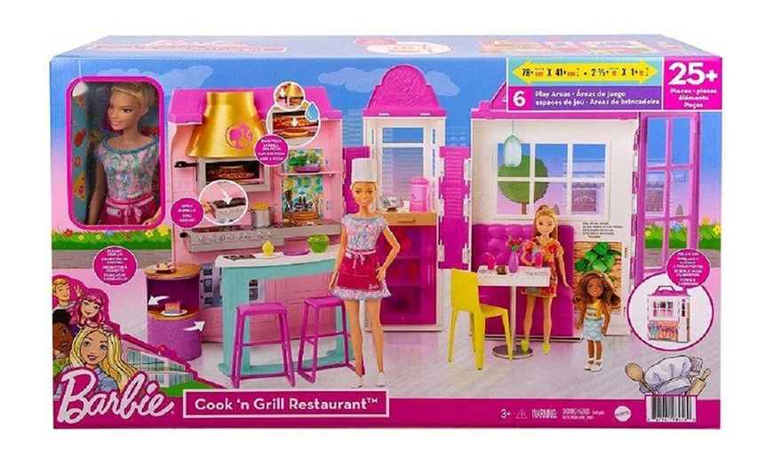 Image 1: Barbie Cook 'n Grill Restaurant Playset