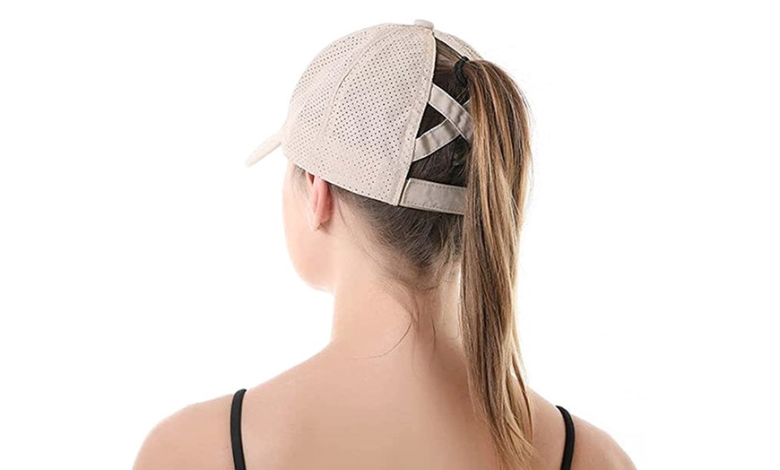 Image 6: Women's Criss-Cross Ponytail Baseball Cap