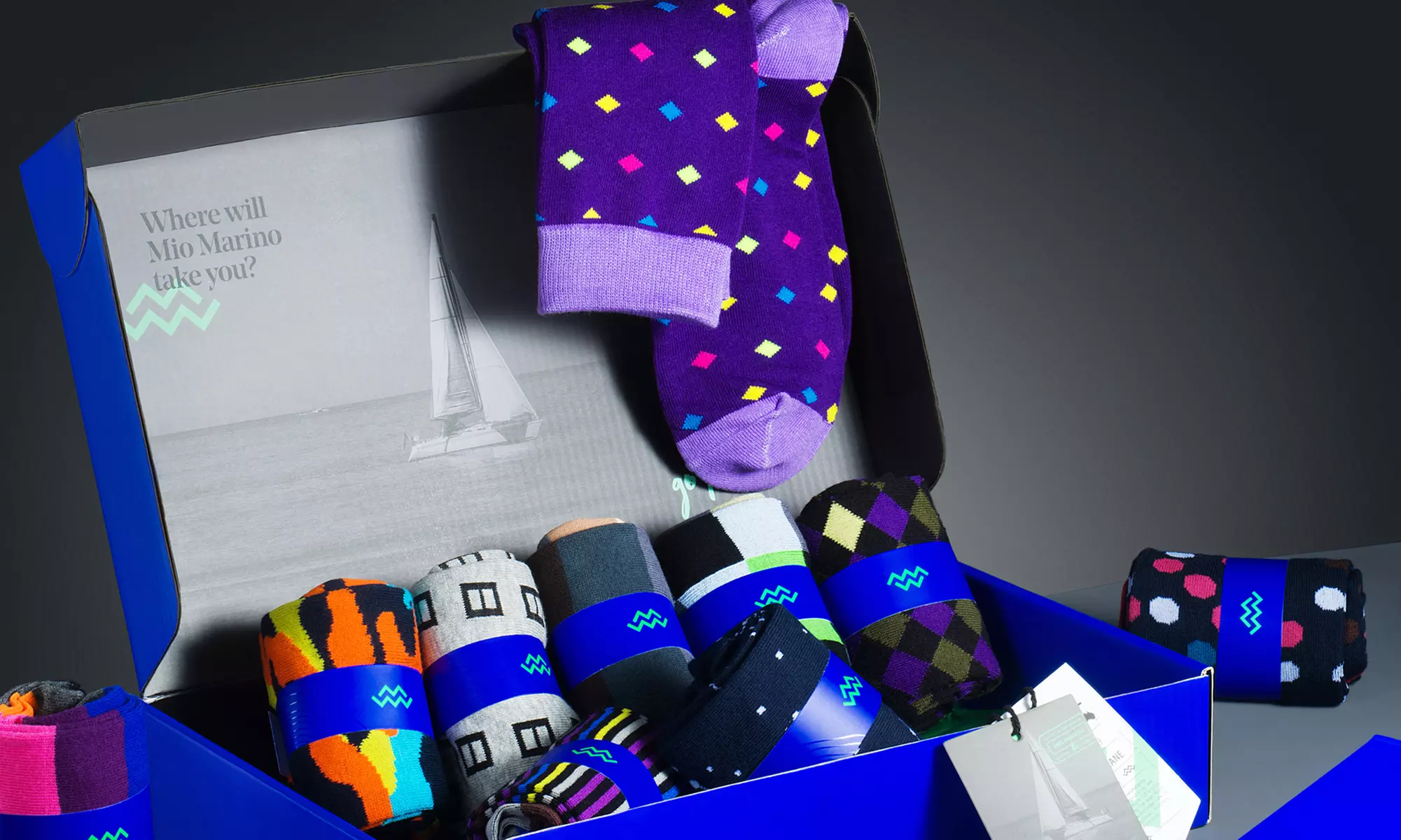 Mio Marino Men's Bold Designer Dress Socks in Gift Box (6 Pairs) - Primary Image