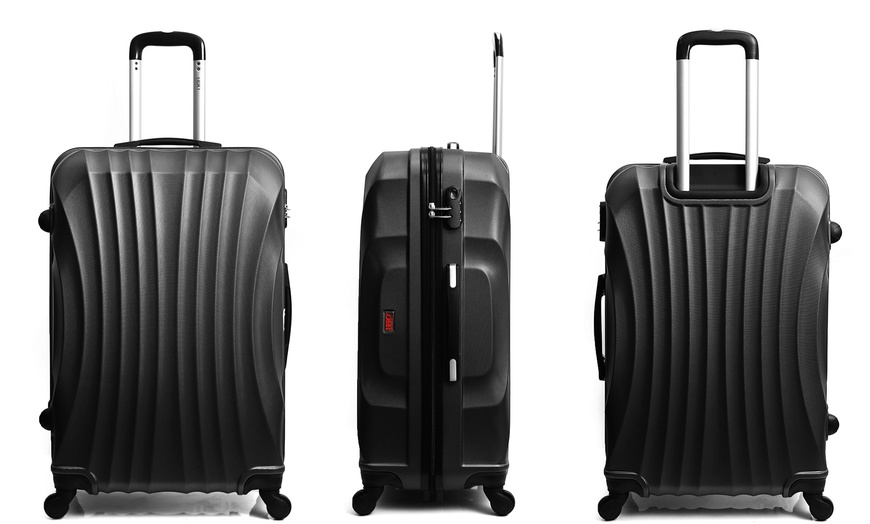 Image 12: Black Three-Piece Luggage Sets