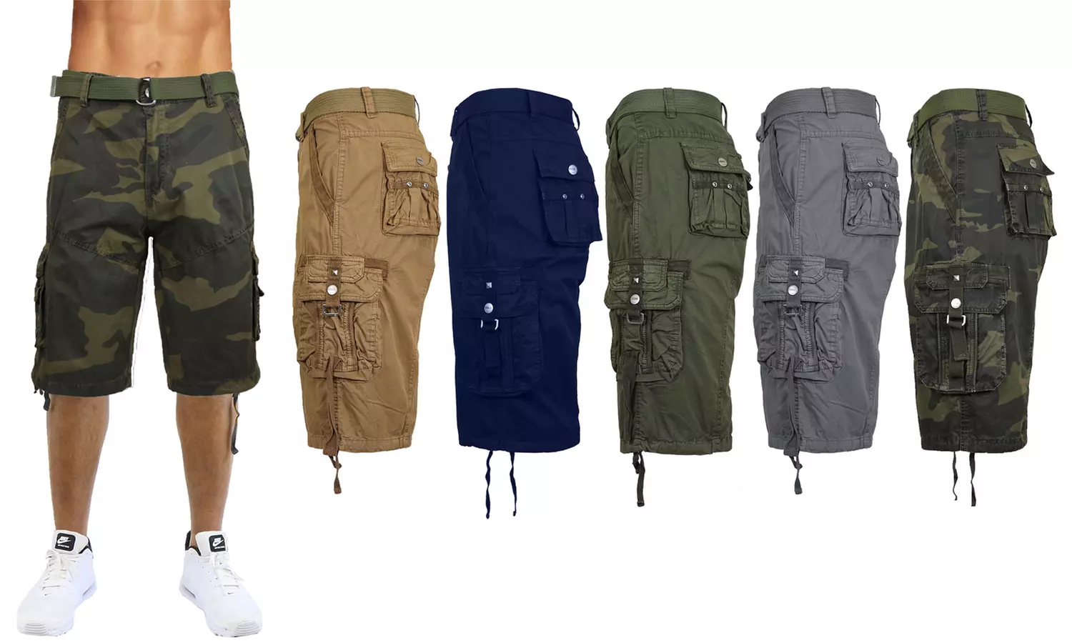 Galaxy By Harvic Men's Classic Fit Tactical Reinforced Belted Cargo Shorts (30–48) - Primary Image