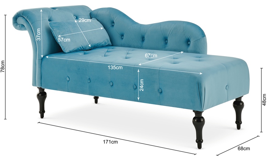 Image 10: Velvet Chaise Lounge Sofa 