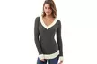 Pull pour femme col v bicolore Elie - Second Medium