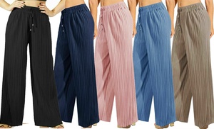 Women's Wide Leg Pleated Palazzo Trousers