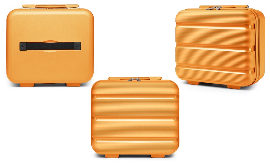 Image 25: Individual or Set of Three Textured Groove Hard Shell Suitcases