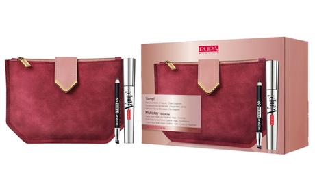 1 o 2 kit mascara Vamp da 9 ml, di colore nero, con matita occhi e pochette Pupa