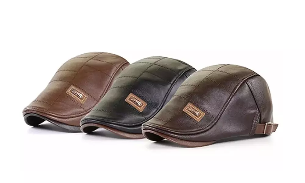 Chapeau rétro en cuir synthétique ajustable, taille unique, coloris au choix - Primary Image