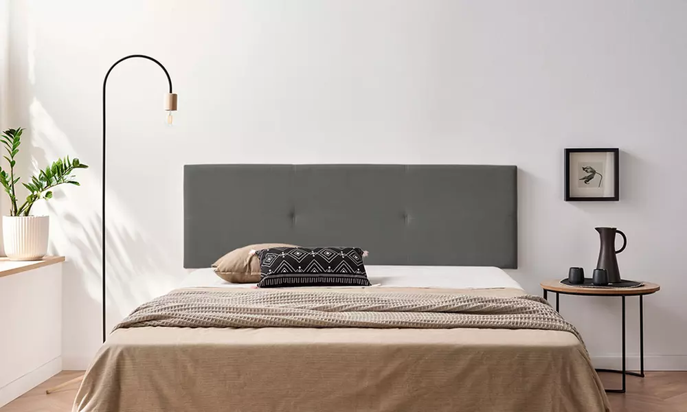 Cabecero tapizado con doble costura de tejido acualine, con envío gratuito - Primary Image