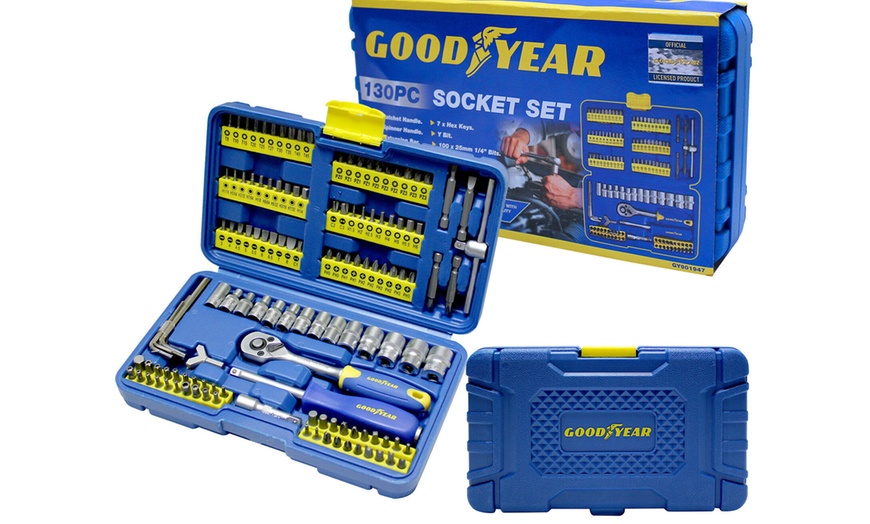 Image 1: Goodyear 130-Piece Socket and Screwdriver Bit Set