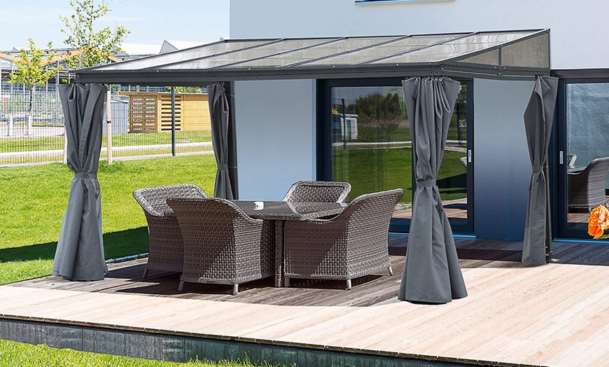 Image 2: Outsunny Outdoor Hardtop Gazebo wtih Curtains