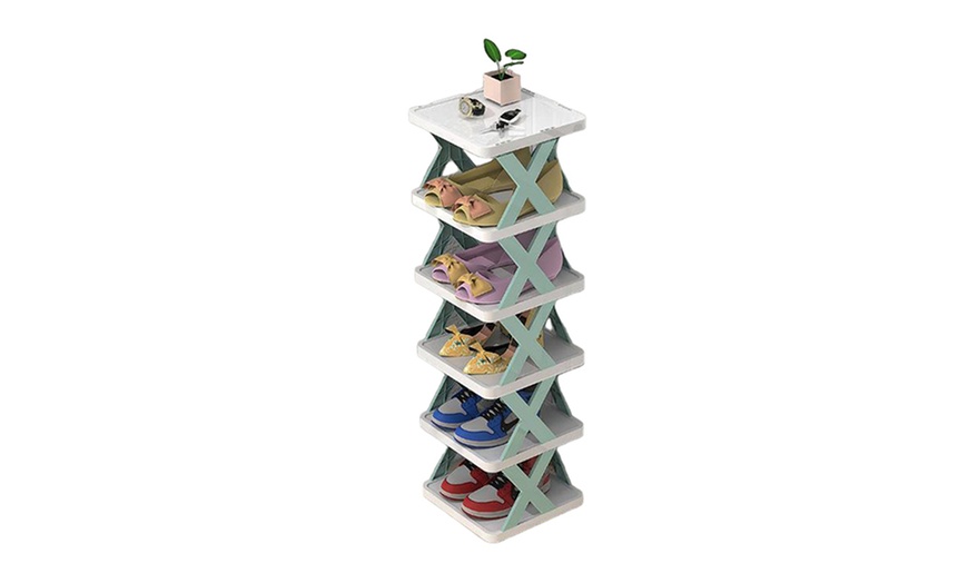 Image 1: Stackable Shoe Shelf in Stylish Light Green