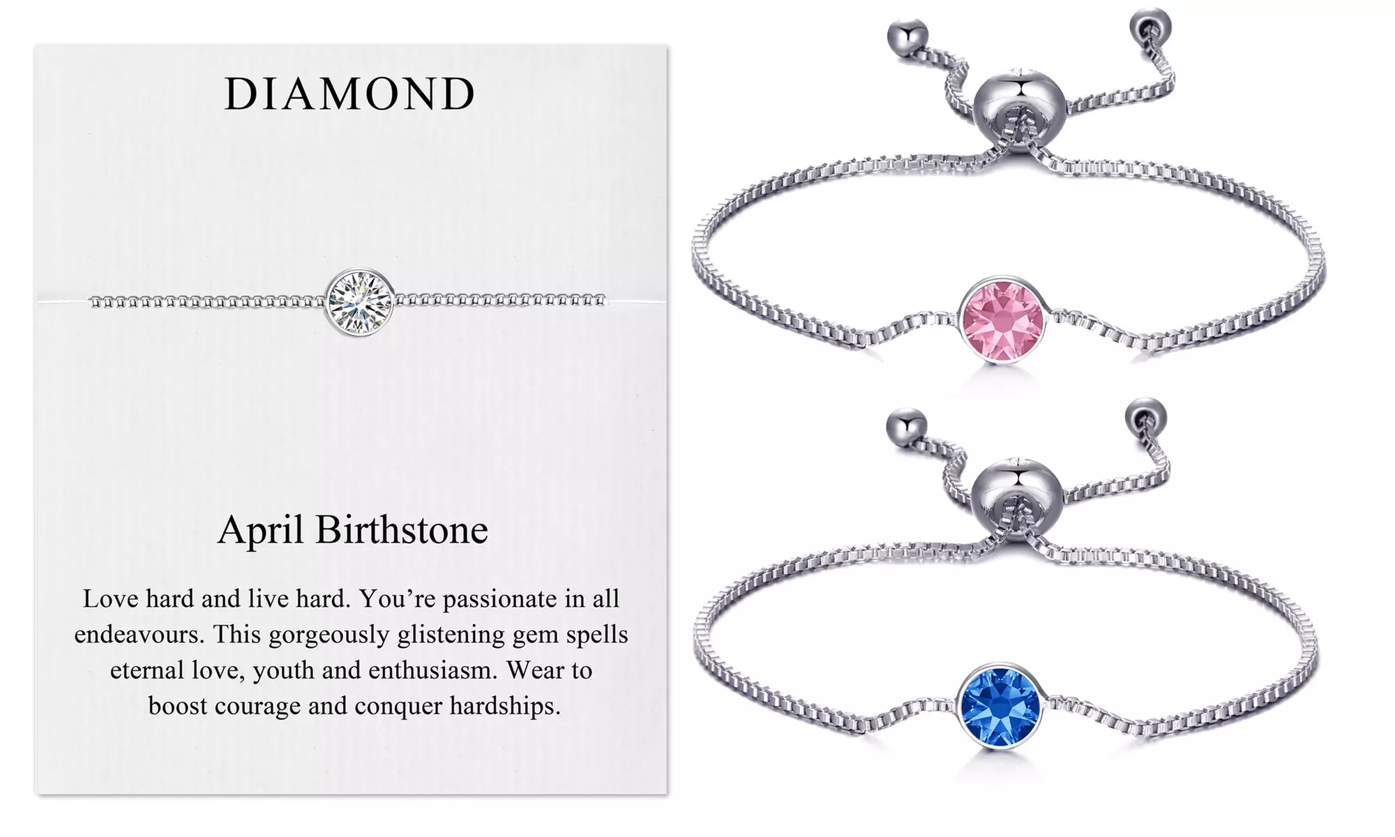 Bracelets de pierres de naissance Philip Jones ornés de cristaux en forme de zircons - Primary Image