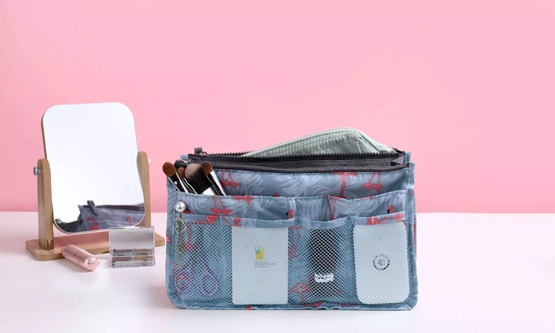 Handtas-organizer met flamingo print