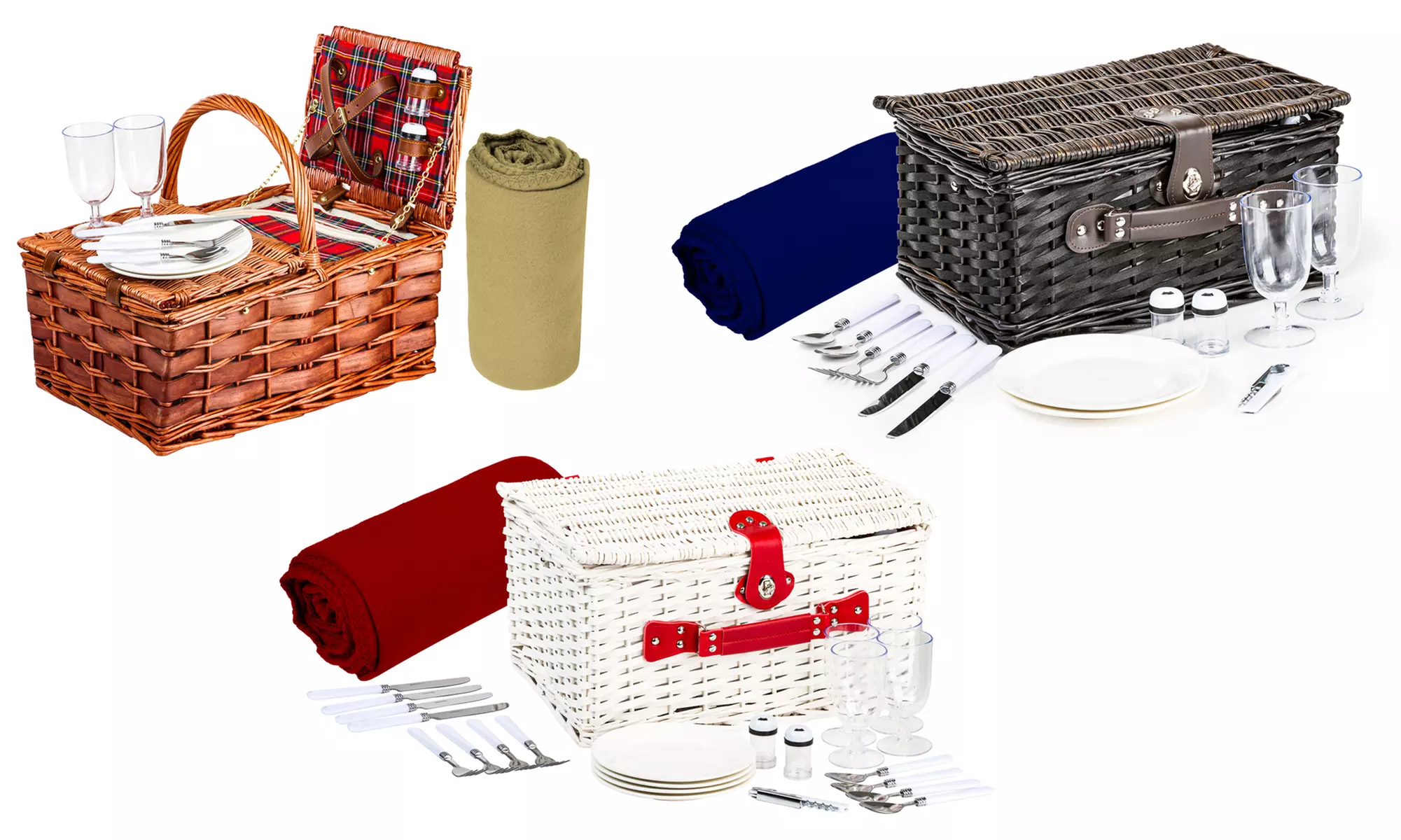 Heavy-Duty, Wicker Picnic Basket Set with Blanket (10-, 11-, 12-, or 18-Piece) - Primary Image