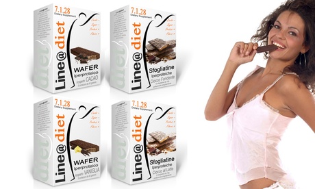 Fino a 40 sfogliatine o wafer Zero Zuccheri Line@diet per dieta iperproteica confezionate singolarmente in vari gusti