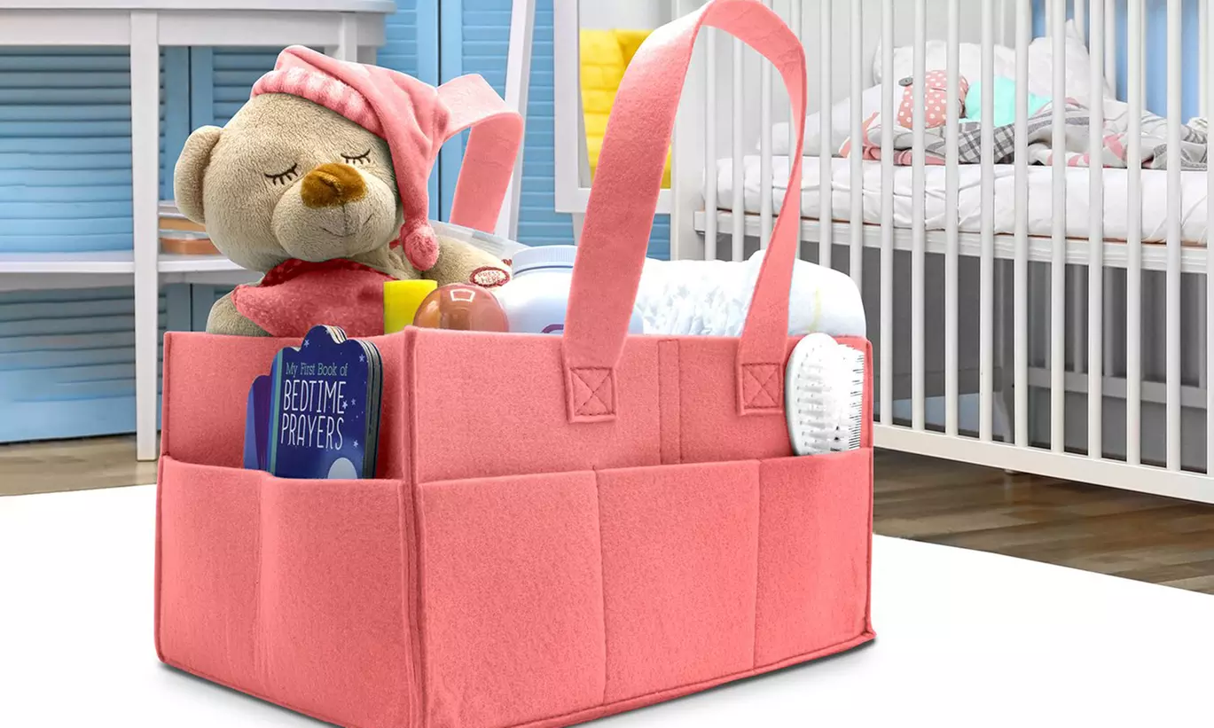 Sorbus Foldable Felt Nursery Caddy Organizer - Second Medium